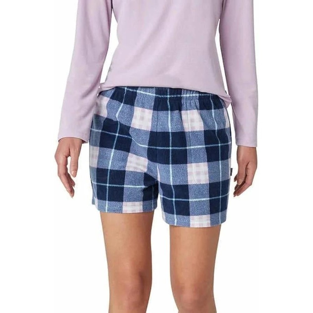 Eddie Bauer Women's Blue‎ Pink Plaid Fleece Sleep Shorts Pockets L Boxers Cozy
